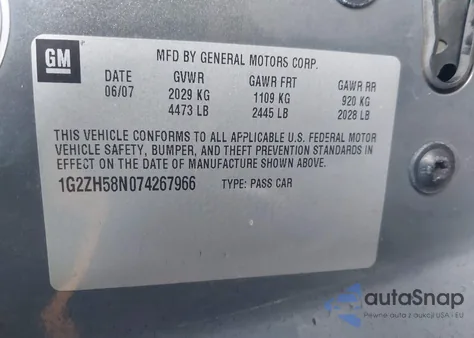 2007 Pontiac G6 Gt z USA, uszkodzony, nr VIN 1G2ZH58N074267966